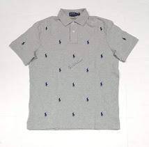 Nwt Polo Ralph Lauren Grey Allover Small Pony Embroidered Classic Fit Polo - Unique Style