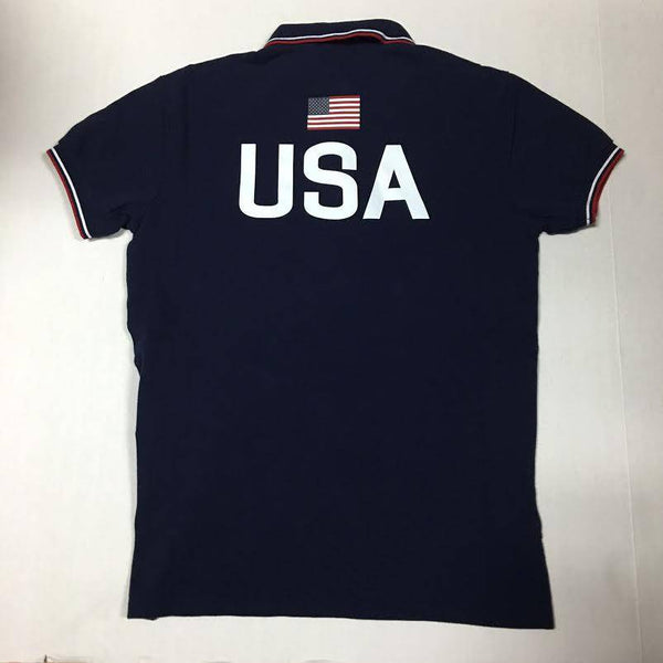 NWT POLO RALPH LAUREN NAVY BLUE USA OLYMPICS 2016 CUSTOM FIT SHORT SLEEVE POLO - Unique Style