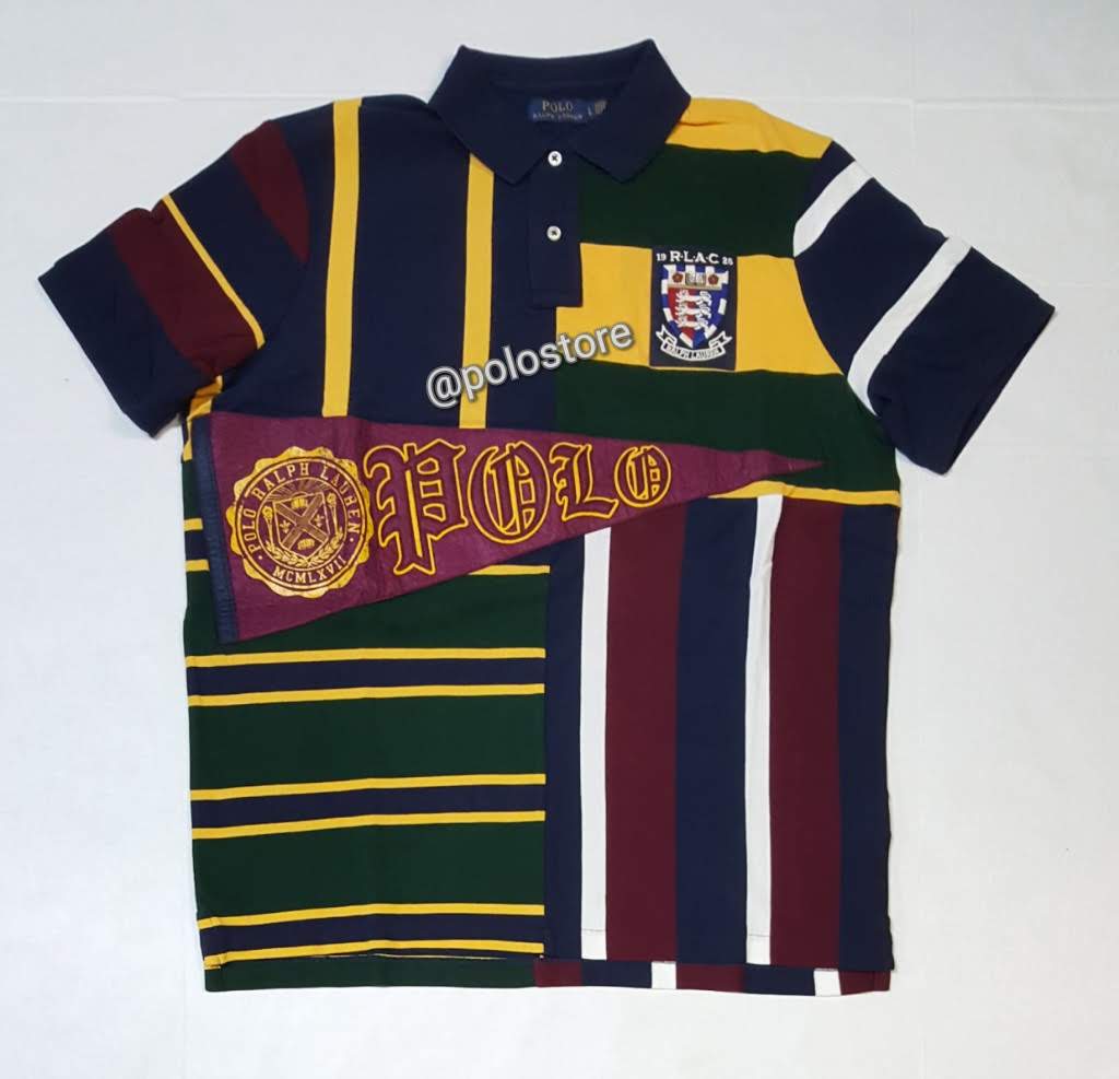 Nwt Polo Ralph Lauren PatchWork Graphic Mesh Polo