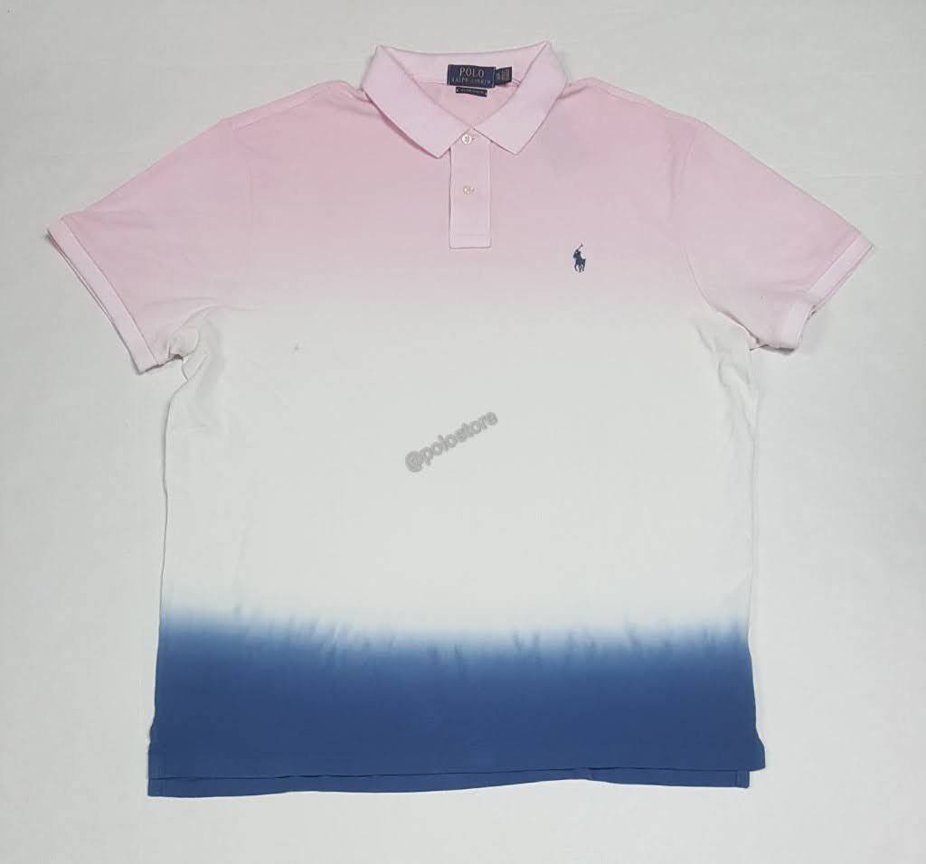 Nwt Polo Ralph Lauren Pink/Blue Tie Dye Custom Slim Fit Polo