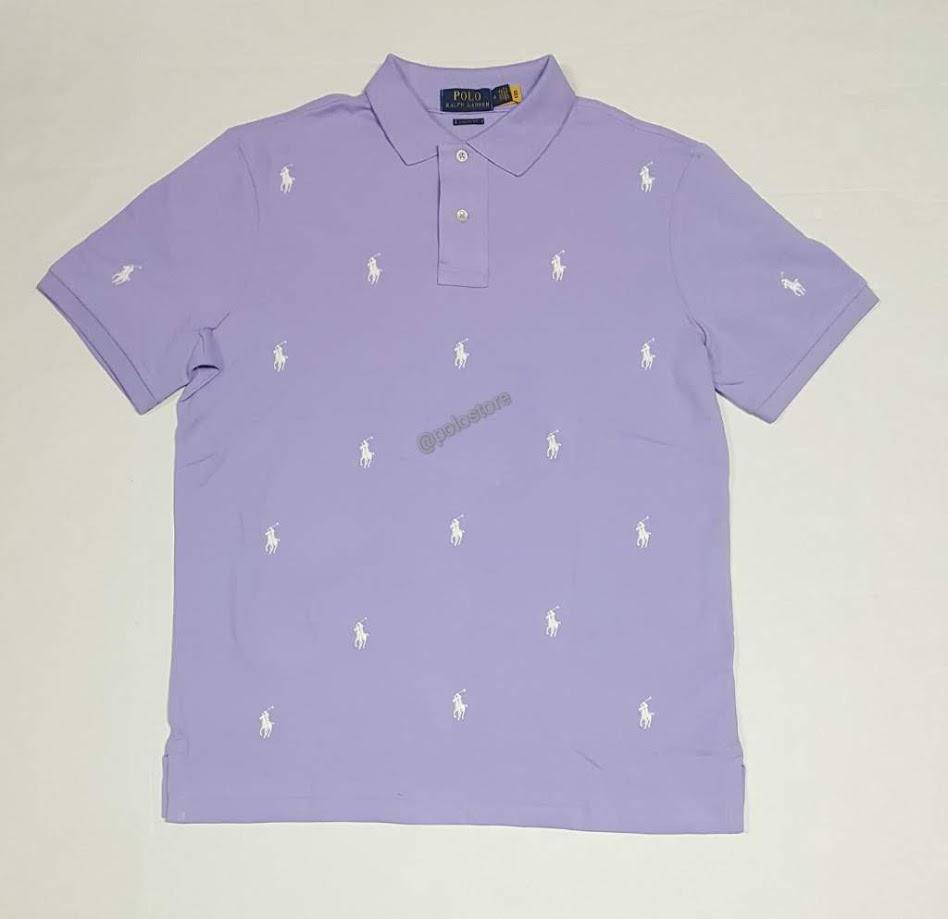 Nwt Polo Ralph Lauren Purple Allover Small Pony Embroidered Classic Fit Polo