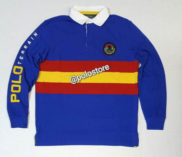 Nwt Polo Ralph Lauren Royal Blue Polo Terrain Sportsman Patch Rugby - Unique Style