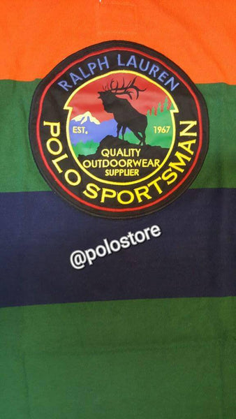Nwt Polo Ralph Lauren Stripe Sportsman Patch Rugby - Unique Style