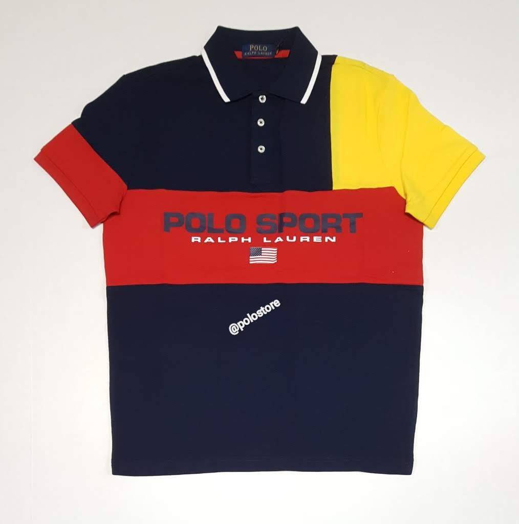 Nwt Polo Sport Navy/Red/Yellow Spellout Polo