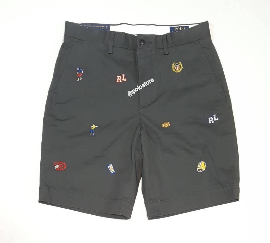 Nwt Polo Ralph Lauren Grey Allover Embroidered Shorts