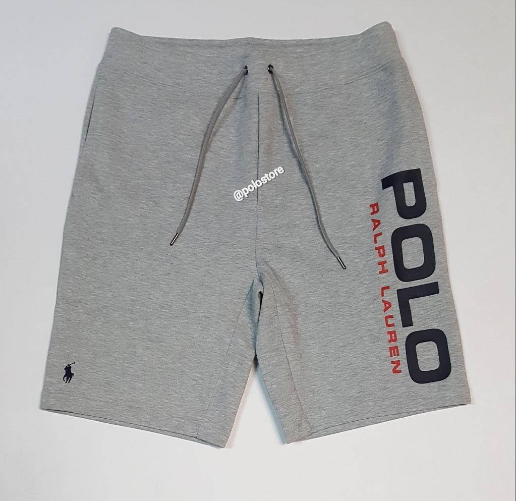 Nwt Polo Ralph Lauren Grey Logo Spellout Small Pony Double Knit Shorts