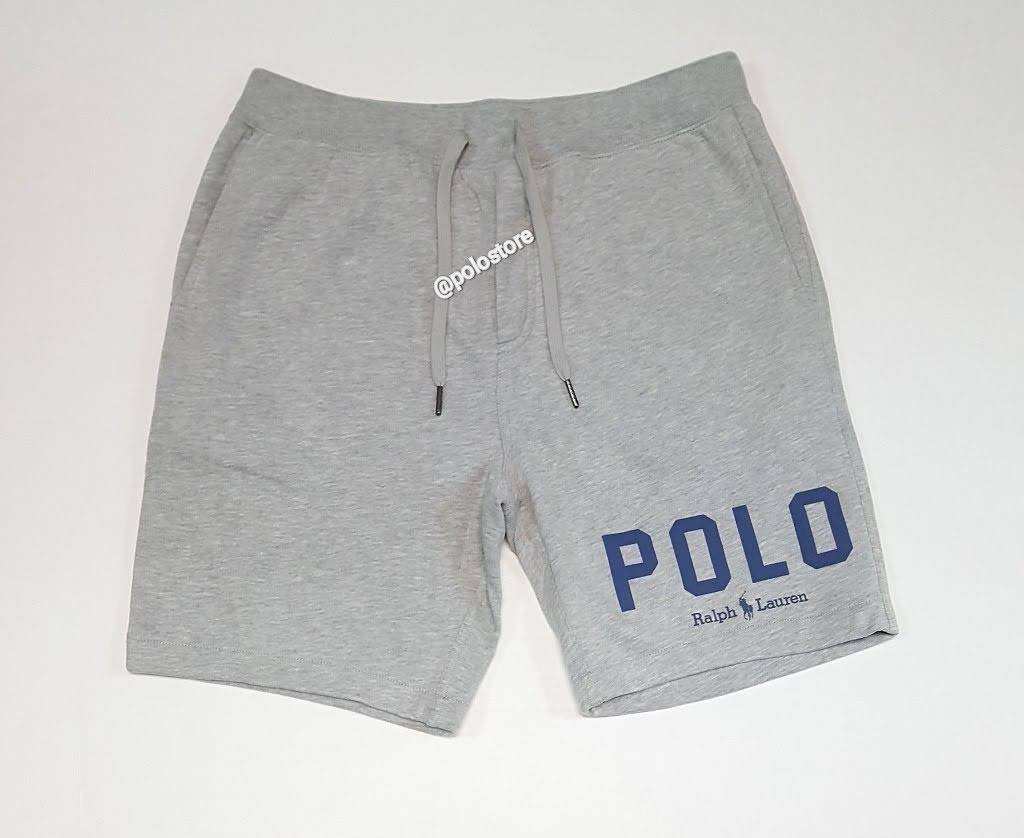 Nwt Polo Ralph Lauren Grey Spellout Logo Big Pony Fleece Shorts