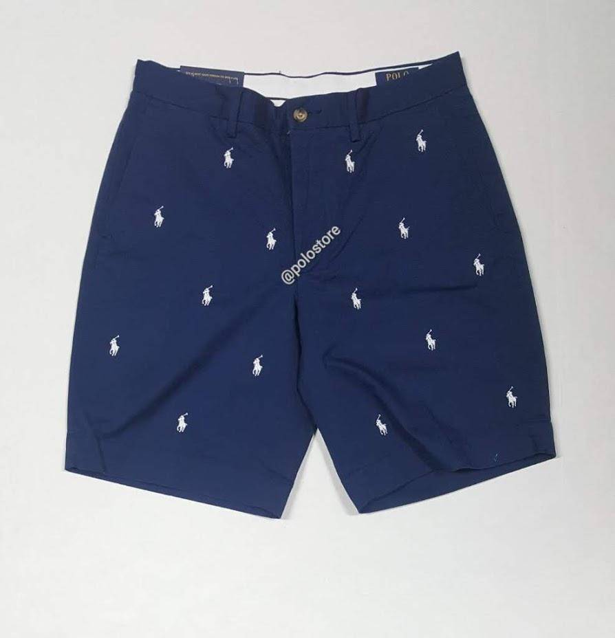 Nwt Polo Ralph Lauren Navy Allover Print Small Pony Stretch Classic Fit Shorts