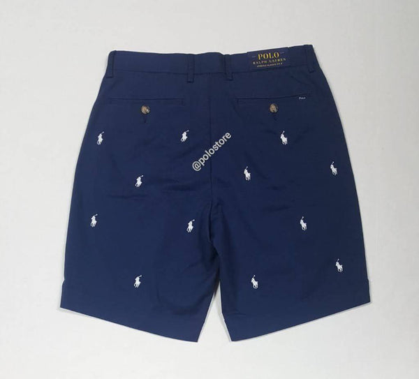 Nwt Polo Ralph Lauren Navy Allover Print Small Pony Stretch Classic Fit Shorts - Unique Style