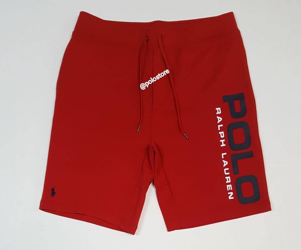 Nwt Polo Ralph Lauren Red Logo Spellout Small Pony Double Knit Shorts