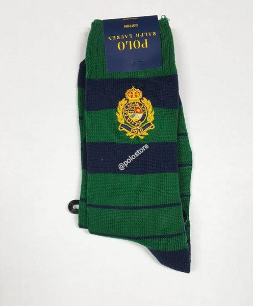 New Polo Ralph Lauren Green Crest Socks featuring the iconic crest logo and classic design, perfect for casual wear.