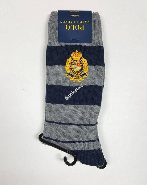 New Polo Ralph Lauren grey crest socks with signature embroidered crest and ribbed cuff for a classic, comfortable fit.