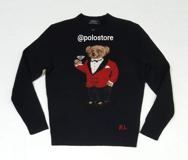 Nwt Polo Ralph Lauren Black Huge Hefner Wool Teddy Bear Sweater - Unique Style