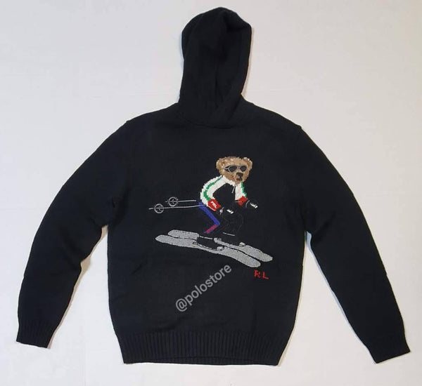Nwt Polo Ralph Lauren Black Ski Bear Hoodie Sweater - Unique Style