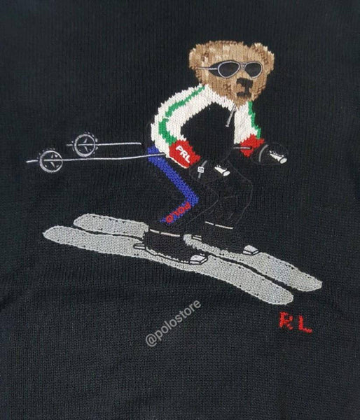 Nwt Polo Ralph Lauren Black Ski Bear Hoodie Sweater - Unique Style