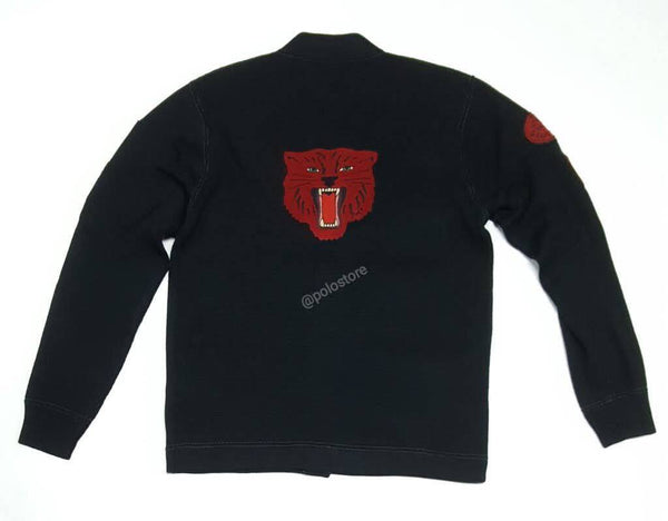 Nwt Polo Ralph Lauren Black Tiger Patch Cardigan - Unique Style