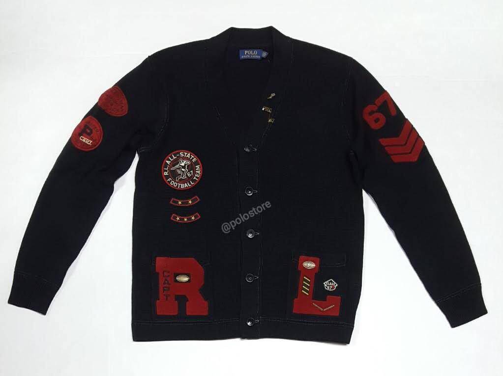 Nwt Polo Ralph Lauren Black Tiger Patch Cardigan