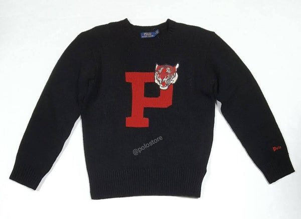Nwt Polo Ralph Lauren Black Tiger Patch Crew Neck Sweater - Unique Style