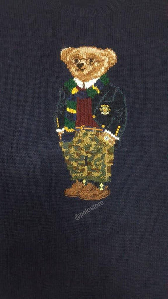 Nwt Polo Ralph Lauren Navy Blue Preppy Bear Cotton Sweater - Unique Style