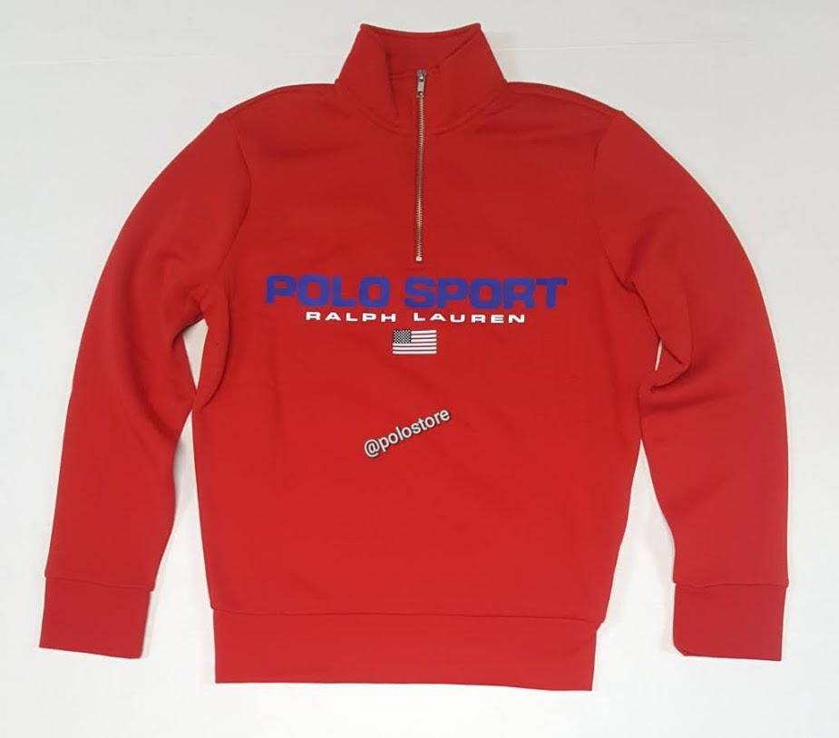 Nwt Polo Ralph Lauren Red Sport Spell Out Fleece Half Zip Sweatshirt
