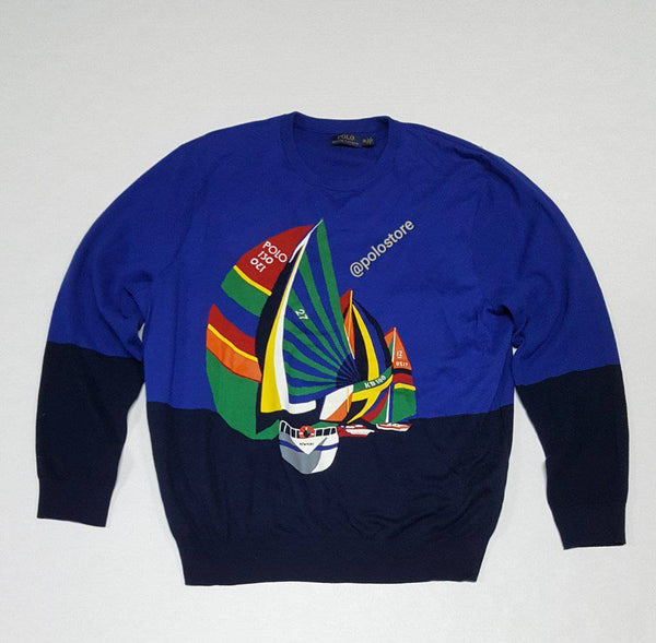 Nwt Polo Ralph Lauren Sailboat Print Cotton Sweater - Unique Style
