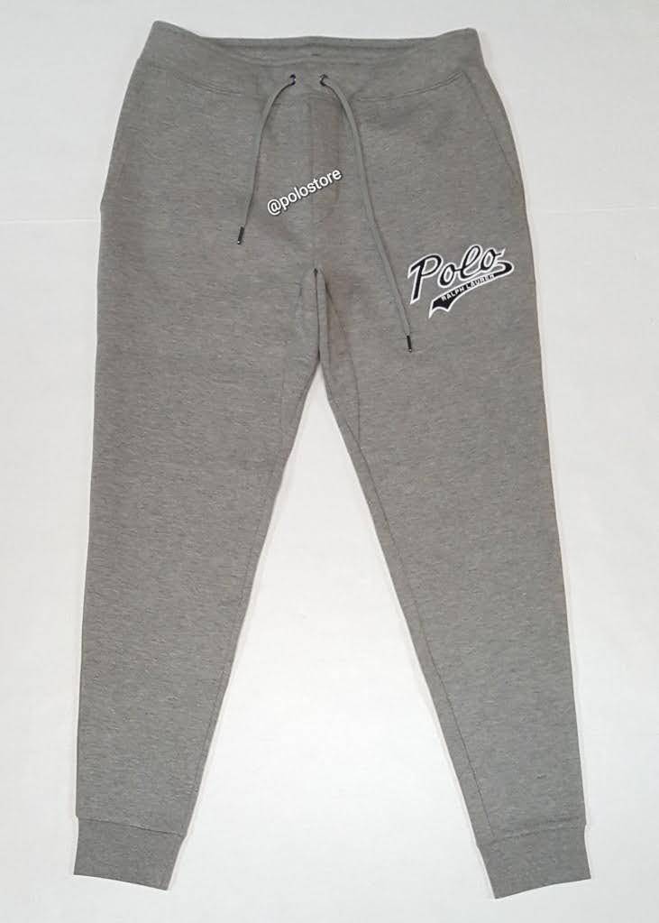 Nwt Polo Ralph Lauren Grey Double Knit Script Patch Joggers