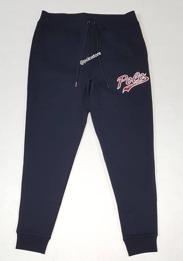 Nwt Polo Ralph Lauren Navy Double Knit Script Patch Joggers
