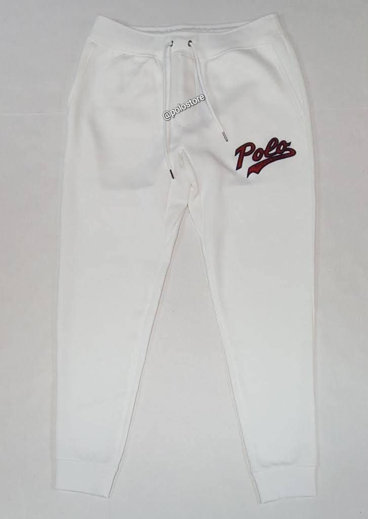 Nwt Polo Ralph Lauren White Double Knit Script Patch Joggers