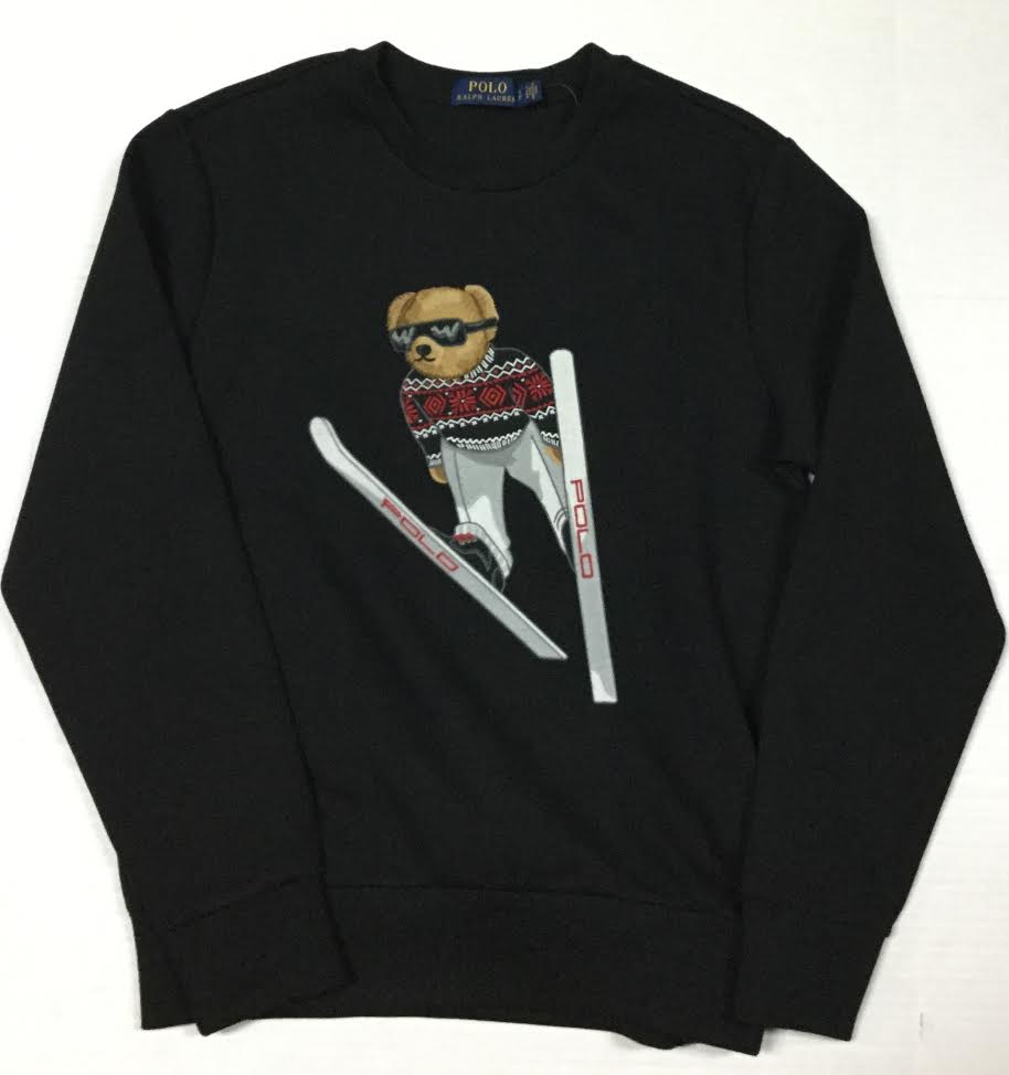 Nwt Polo Ralph Lauren Black Ski Bear Embroidered Sweatshirt