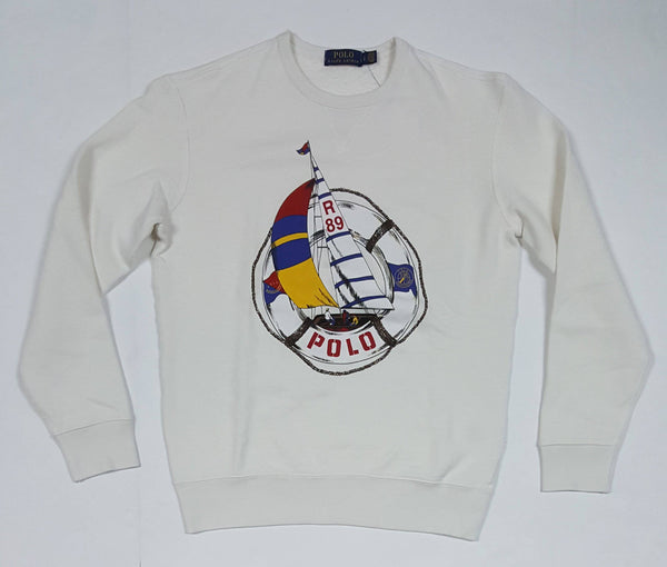 NWT POLO RALPH LAUREN WHITE LIFE PRESERVER & SAILING THEME CLASSIC FIT SWEATSHIRT - Unique Style