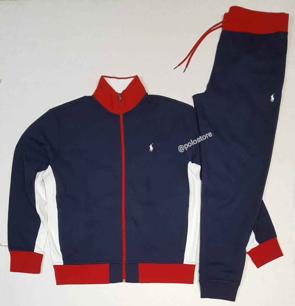 Nwt Polo Ralph Lauren Navy/Red Small Pony Track Jacket with Navy/Red Small Pony Joggers