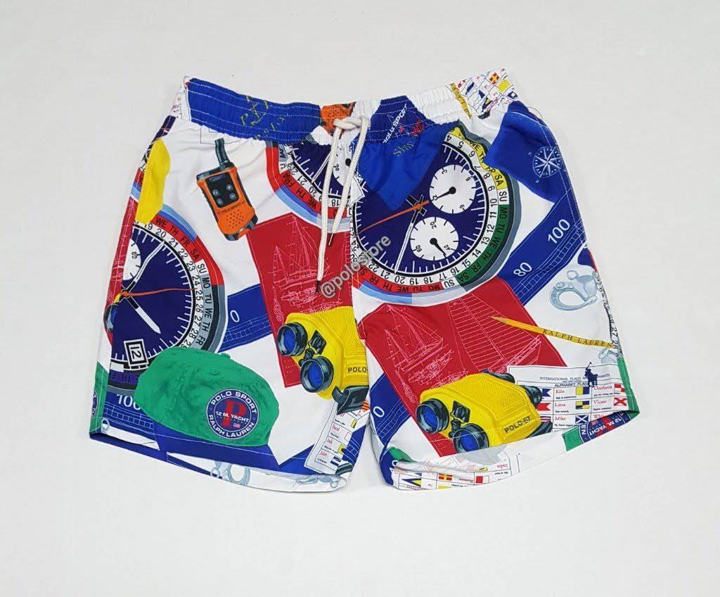 Nwt Polo Ralph Lauren Nautical Racing Allover Print Swim Trunks