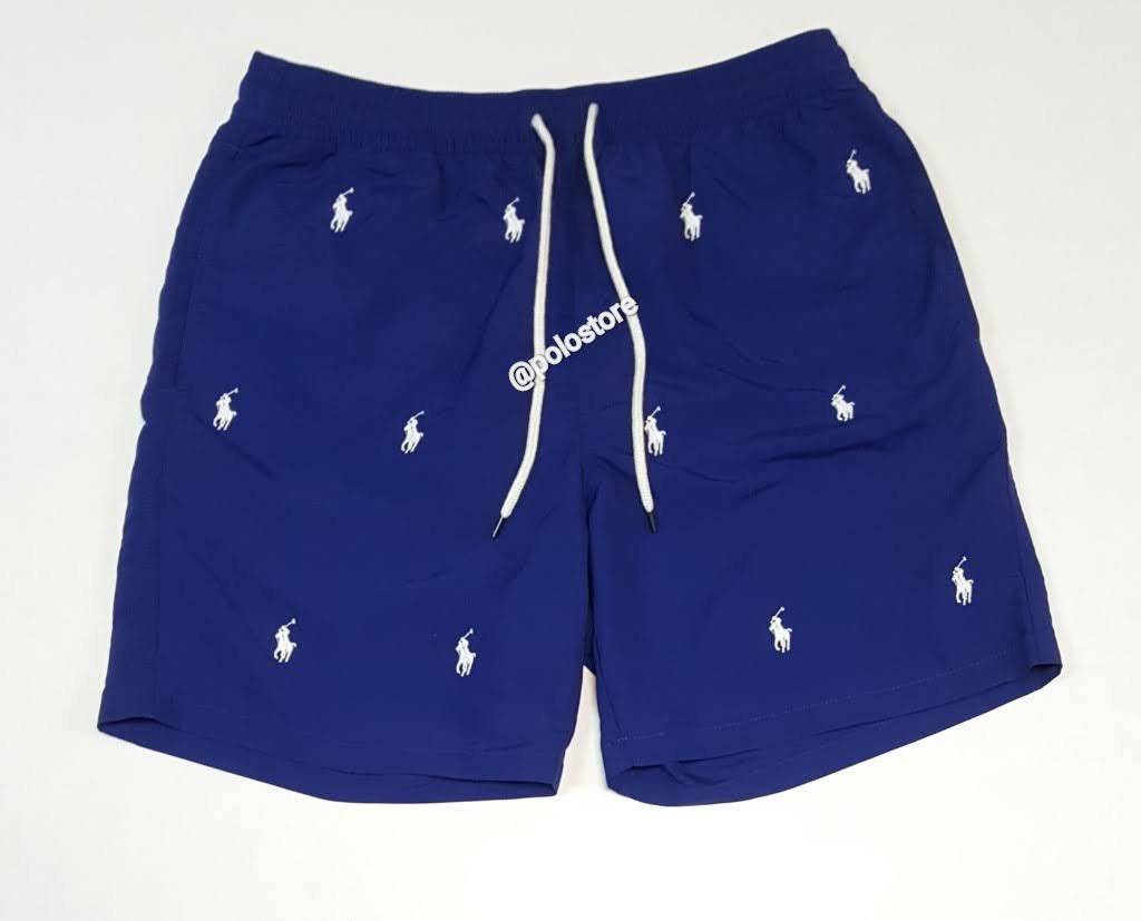 Nwt Polo Ralph Lauren Navy Allover Pony Swim Trunks