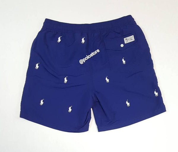 Nwt Polo Ralph Lauren Navy Allover Pony Swim Trunks - Unique Style