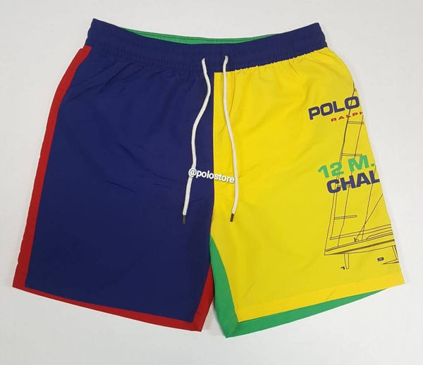 Nwt Polo Ralph Lauren Polo Sport 12 M Yacht Challenge Back Pocket Swim Trunks - Unique Style