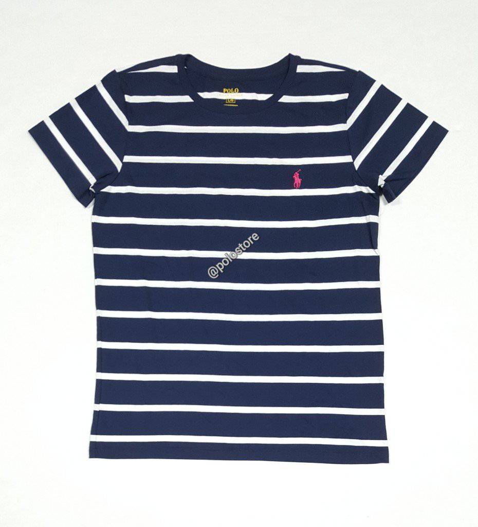 Nwt Womens Polo Ralph Lauren Small Pony Navy/White T-Shirt