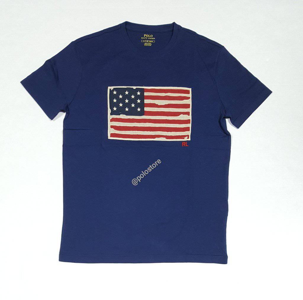 Nwt Polo Ralph Lauren American Flag Navy Tee