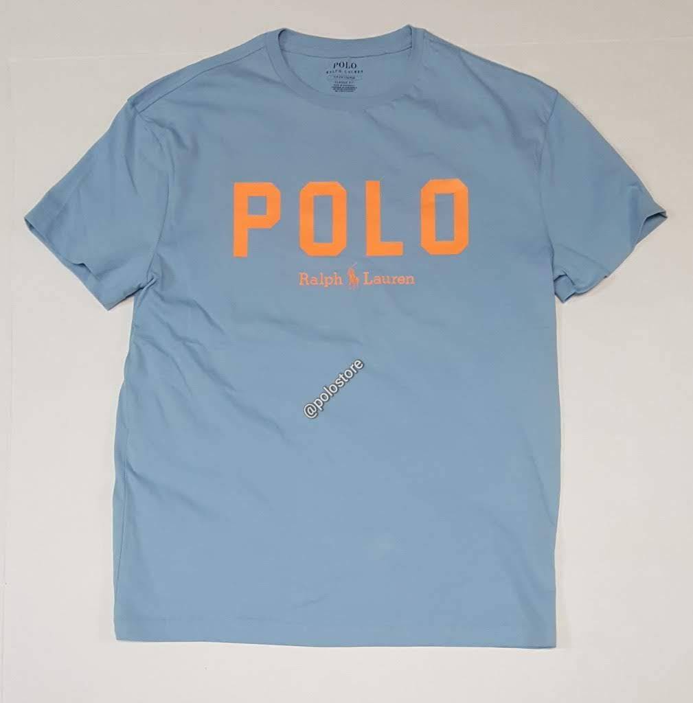 Nwt Polo Ralph Lauren Blue/Orange Spellout Classic Fit Tee