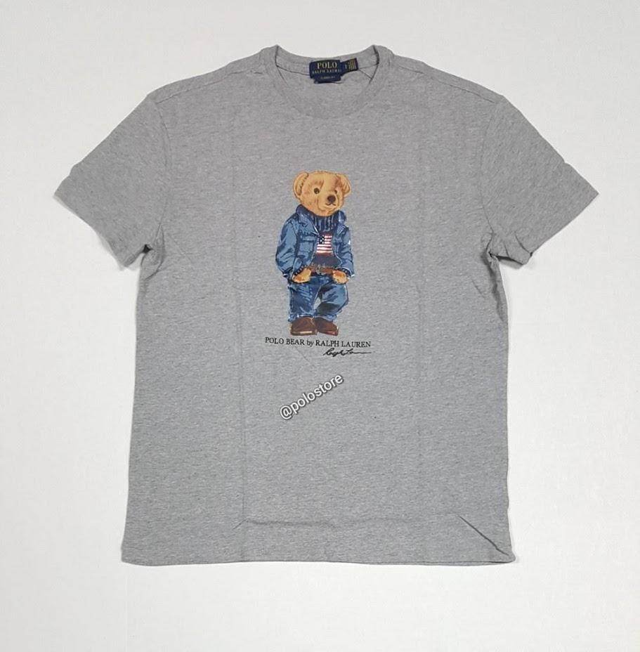 Nwt Polo Ralph Lauren Grey American Flag Teddy Bear Classic Fit Tee