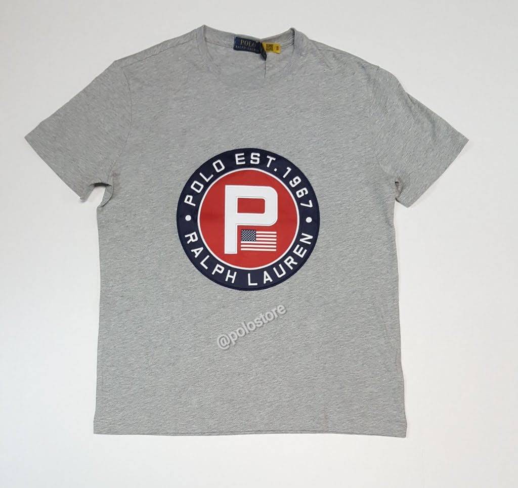 Nwt Polo Ralph Lauren Grey Polo Est 1967 'P' Patch American Flag Tee