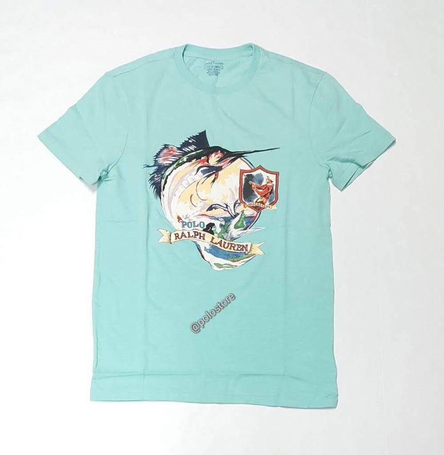 Nwt Polo Ralph Lauren Teal Marlin Custom Slim Fit Tee