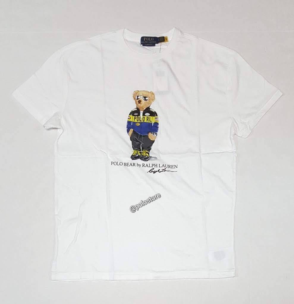 Nwt Polo Ralph Lauren White Racing Teddy Bear Classic Fit Tee u