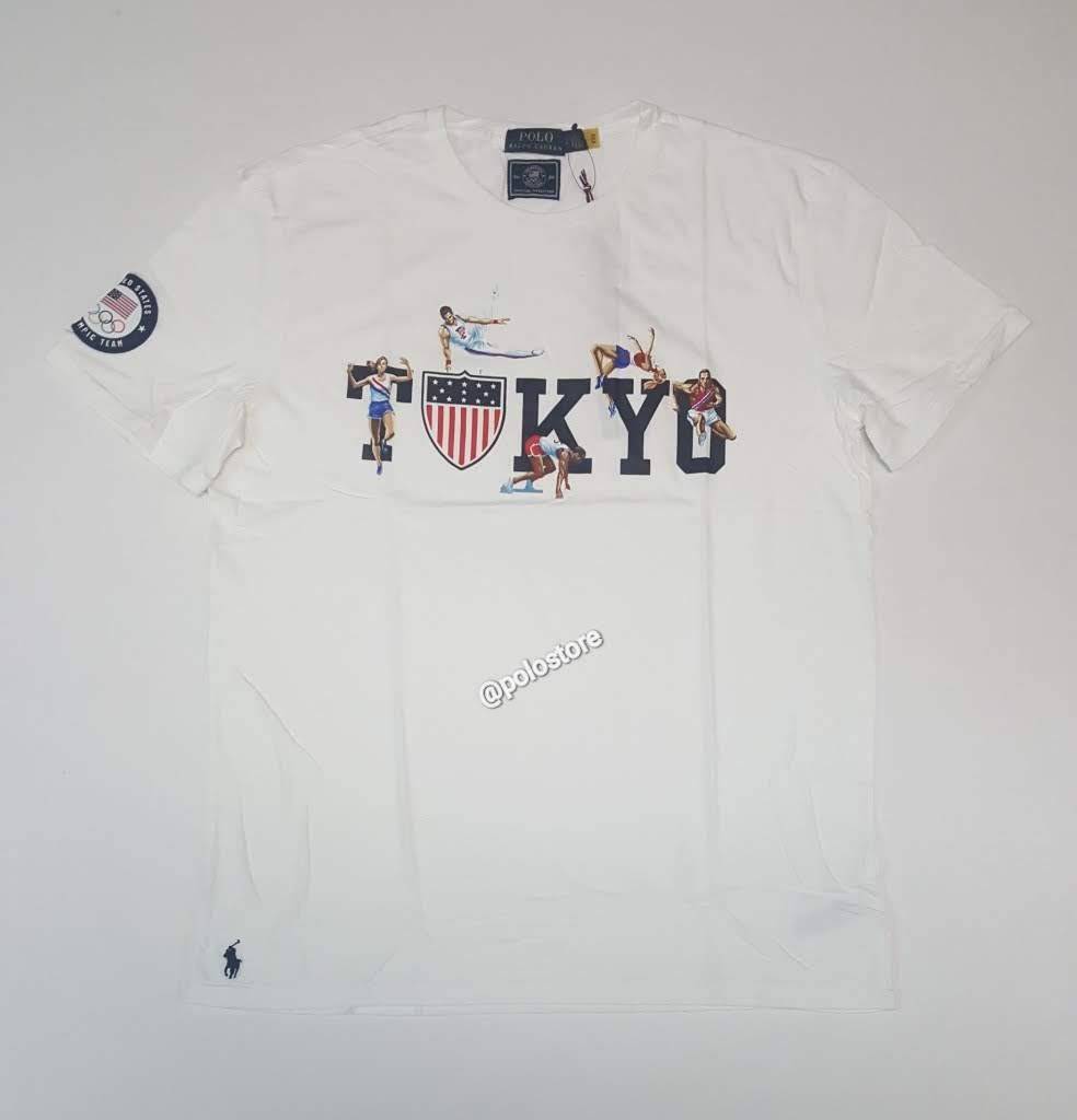 Nwt Polo Ralph Lauren White Tokyo K-Swiss Olympic 2021 Tee