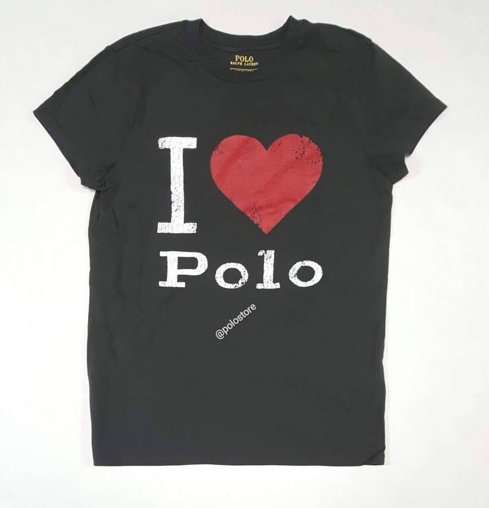 Nwt Polo Ralph Lauren Women's Black I love Polo Short Sleeve Tee