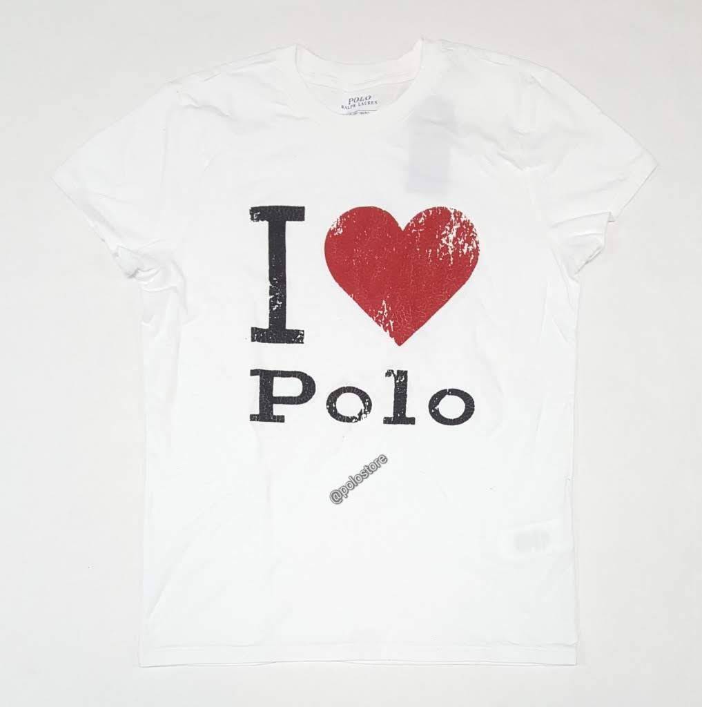 Nwt Polo Ralph Lauren Women's White I love Polo Short Sleeve Tee