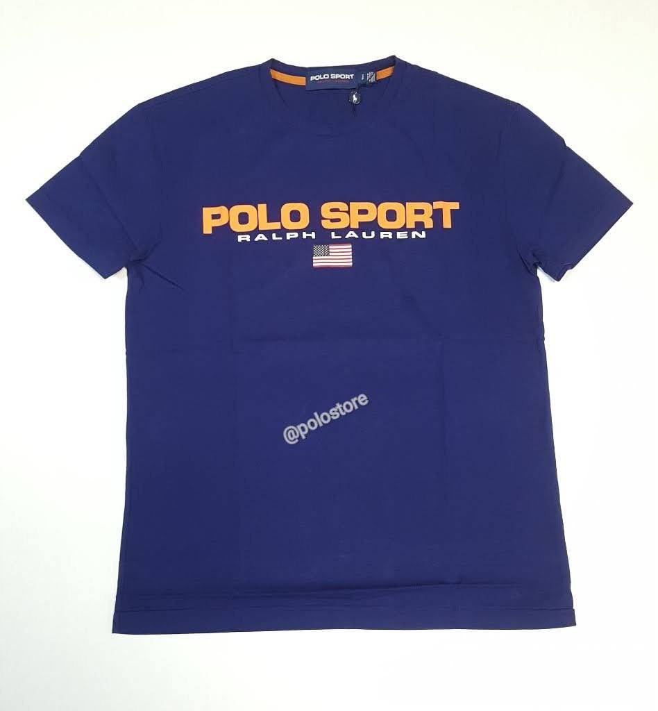 Nwt Polo Sport Navy Blue/Orange Spellout Classic Fit Tee