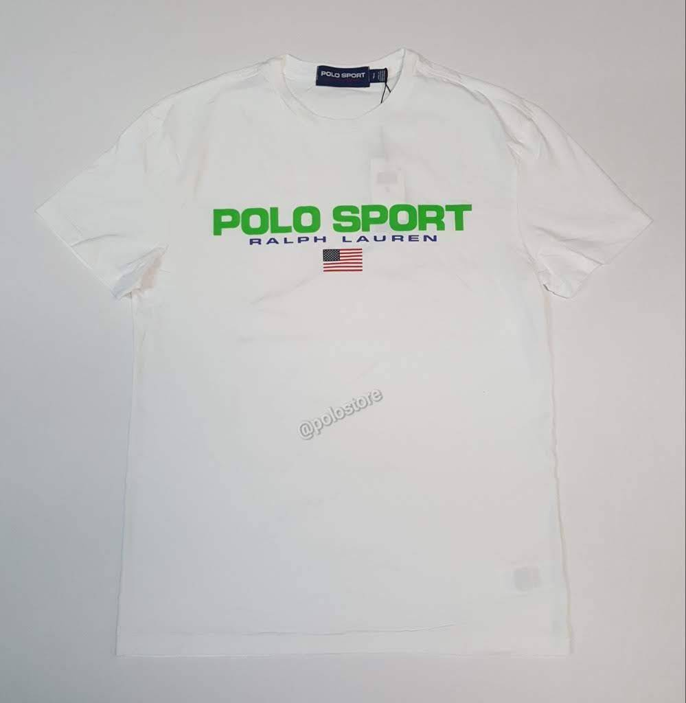 Nwt Polo Sport White/Neon Spellout Classic Fit Tee