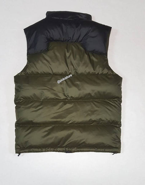 Nwt Polo Ralph Lauren Black/Olive Small Pony Down Vest - Unique Style