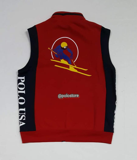 Nwt Polo Ralph Lauren Grey/Red /Navy K-Swiss Fleece Vest