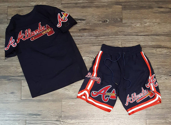 Pro Standard /ProMax Navy Atlanta Braves Tee And Shorts Set